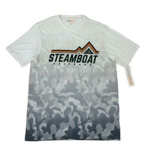 Steamboat Colorado Shirt L Large White Ombre Camo Blend Short Sleeve Crew Tee